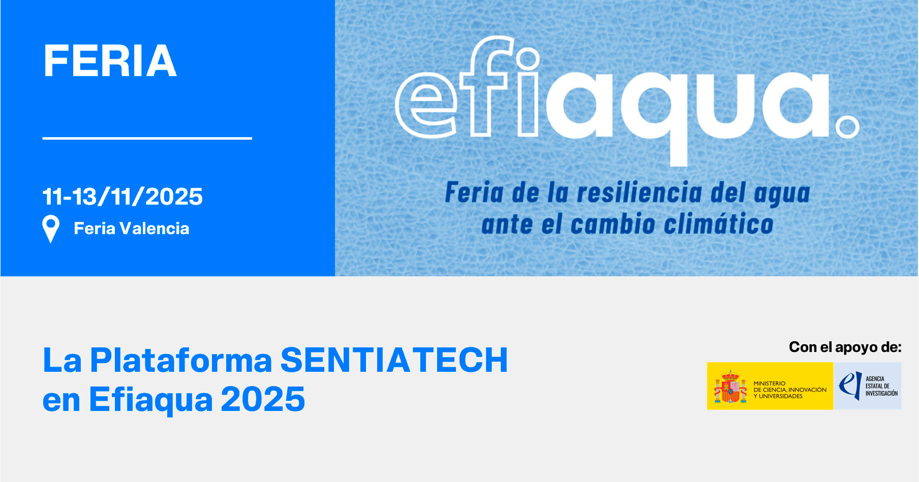 Banner de la feria Efiaqua 2025, donde participa la Plataforma SENTIATECH.