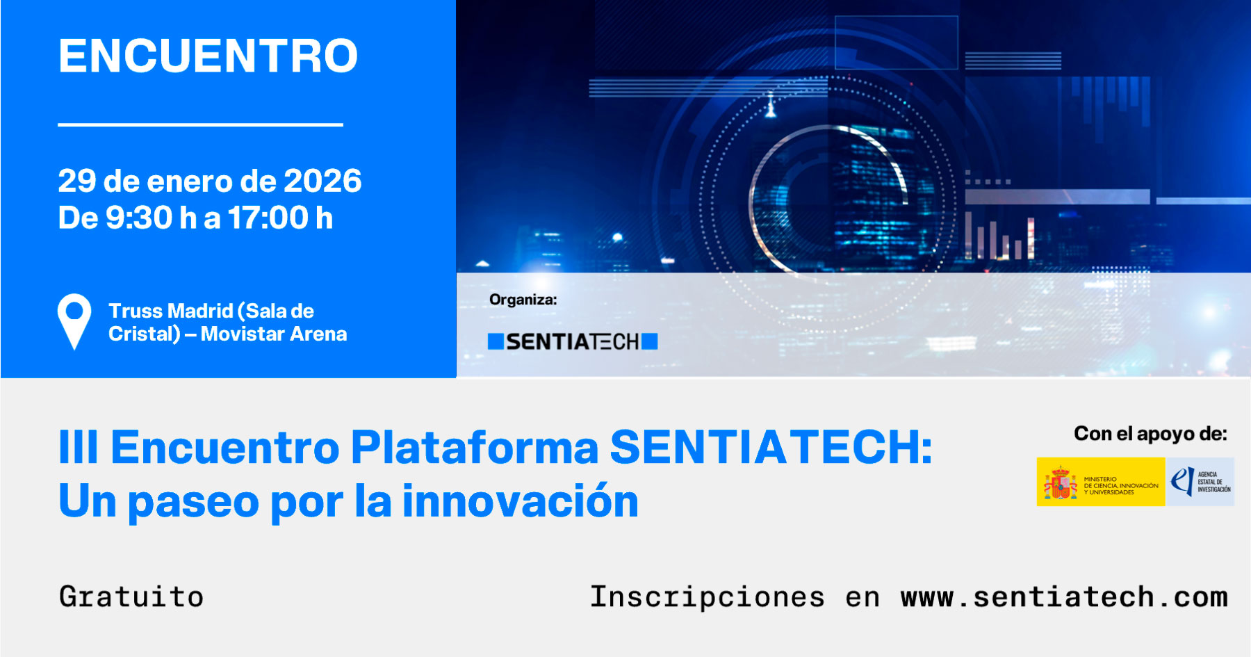 Banner del III Encuentro Plataforma SENTIATECH: Medioambiente, Salud y Seguridad, organizado por SENTIATECH