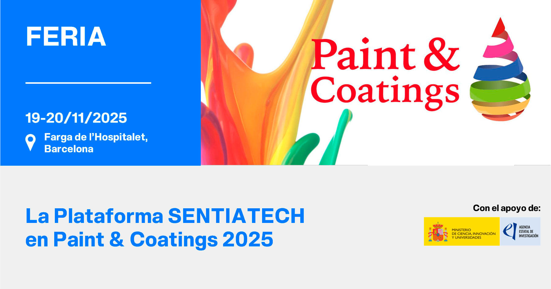 Banner de la feria Paint & Coatings 2025, donde participa la Plataforma SENTIATECH.