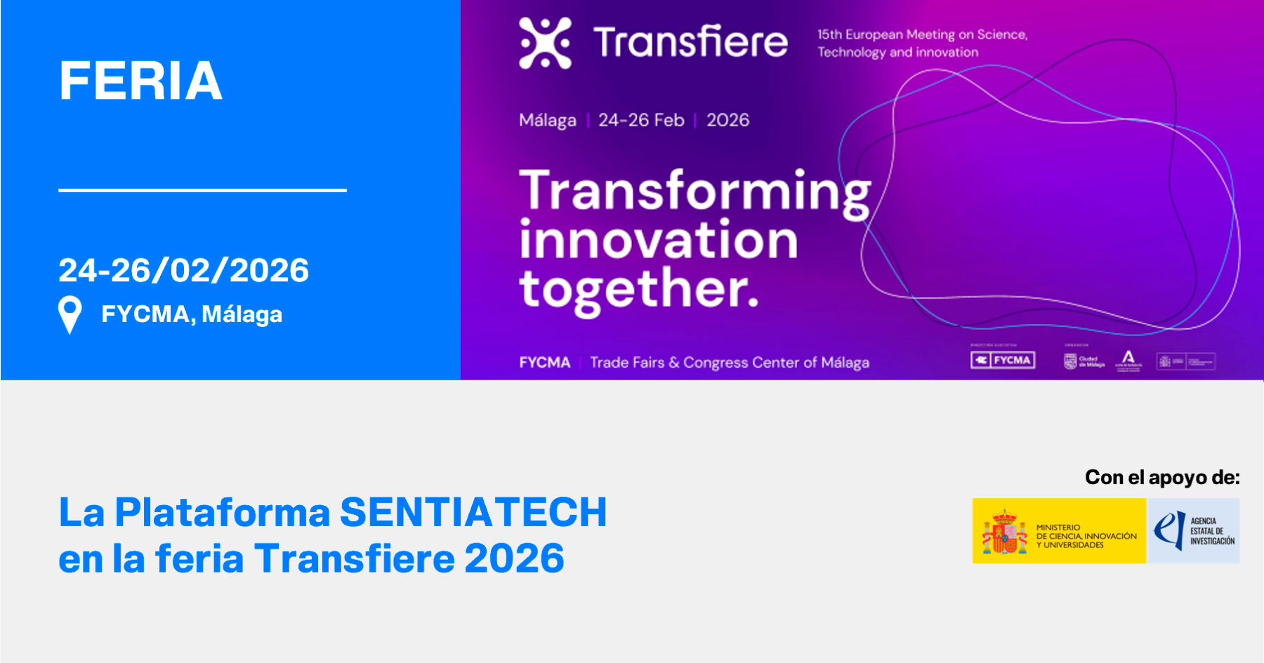 Banner del foro Transfiere 2026, donde participa la Plataforma SENTIATECH.